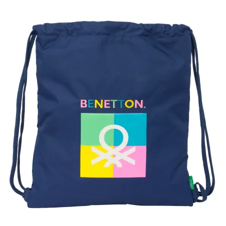 Backpack with Strings Benetton Cool Navy Blue 35 x 40 x 1 cm